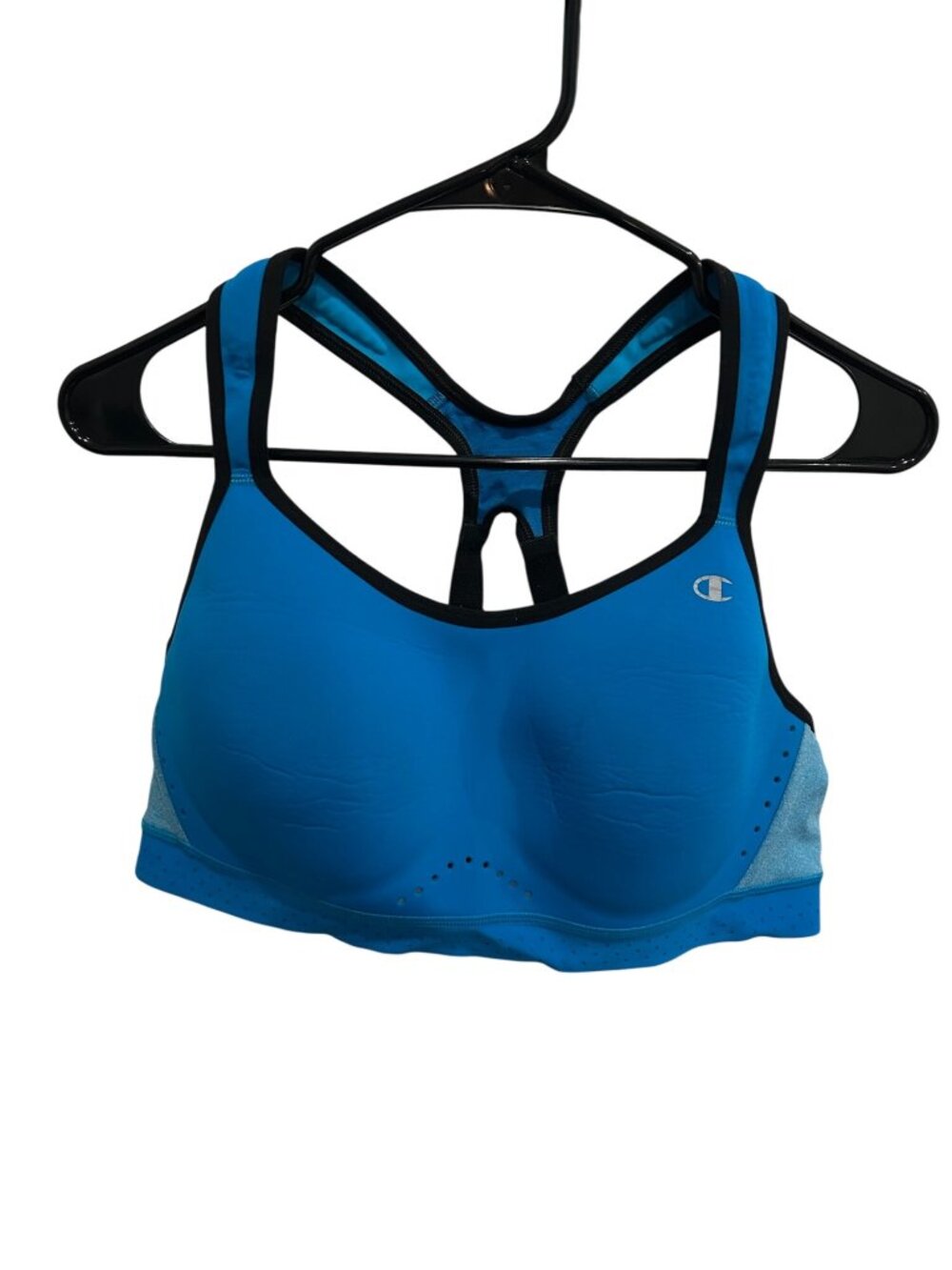 Champion Teal-Blue Racerback Sports Bra with Black Trim